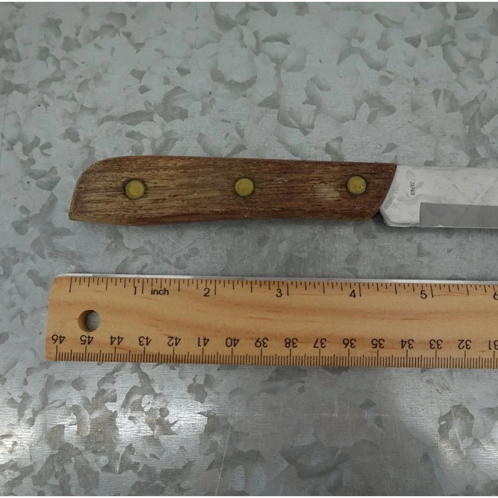 Vintage Heavy Royal Stainless Steel Utility Knife Wood Handle‎ Triple Rivet